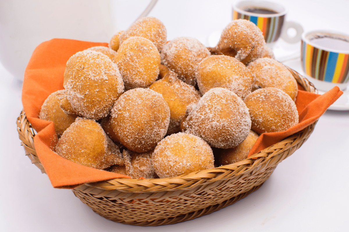 Brazilian cinnamon sugar beignets or bolinhos de chuva